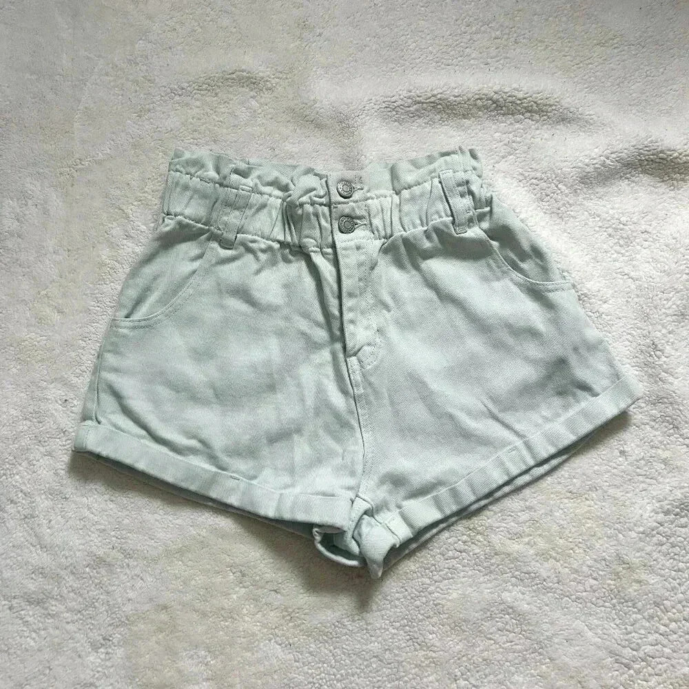 PacSun Green Paper Bag Jean Mom Shorts